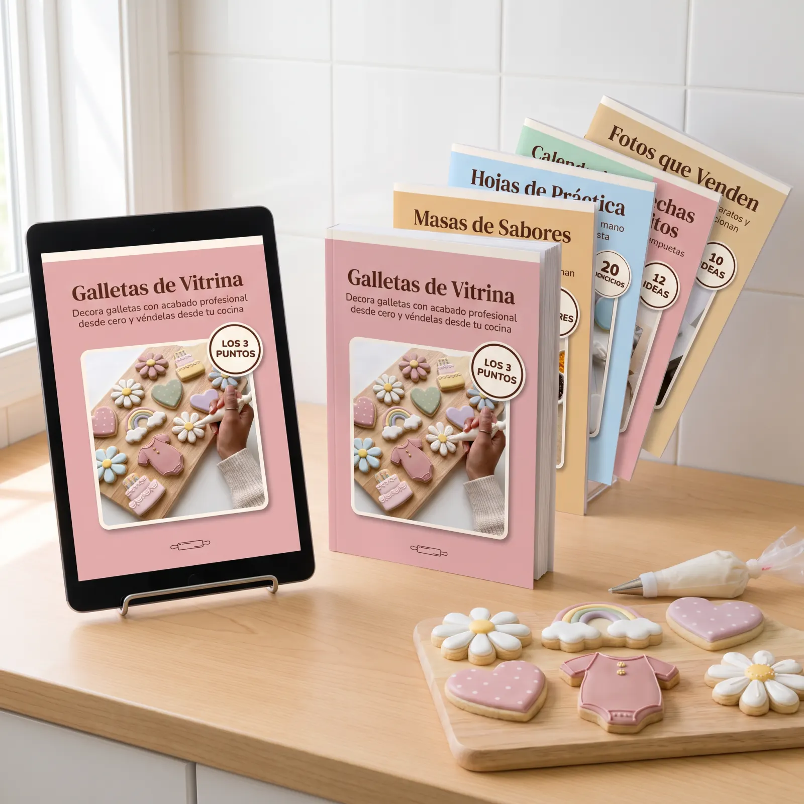 El programa Galletas de Vitrina: el Manual en la tableta, en la cocina, con galletas decoradas