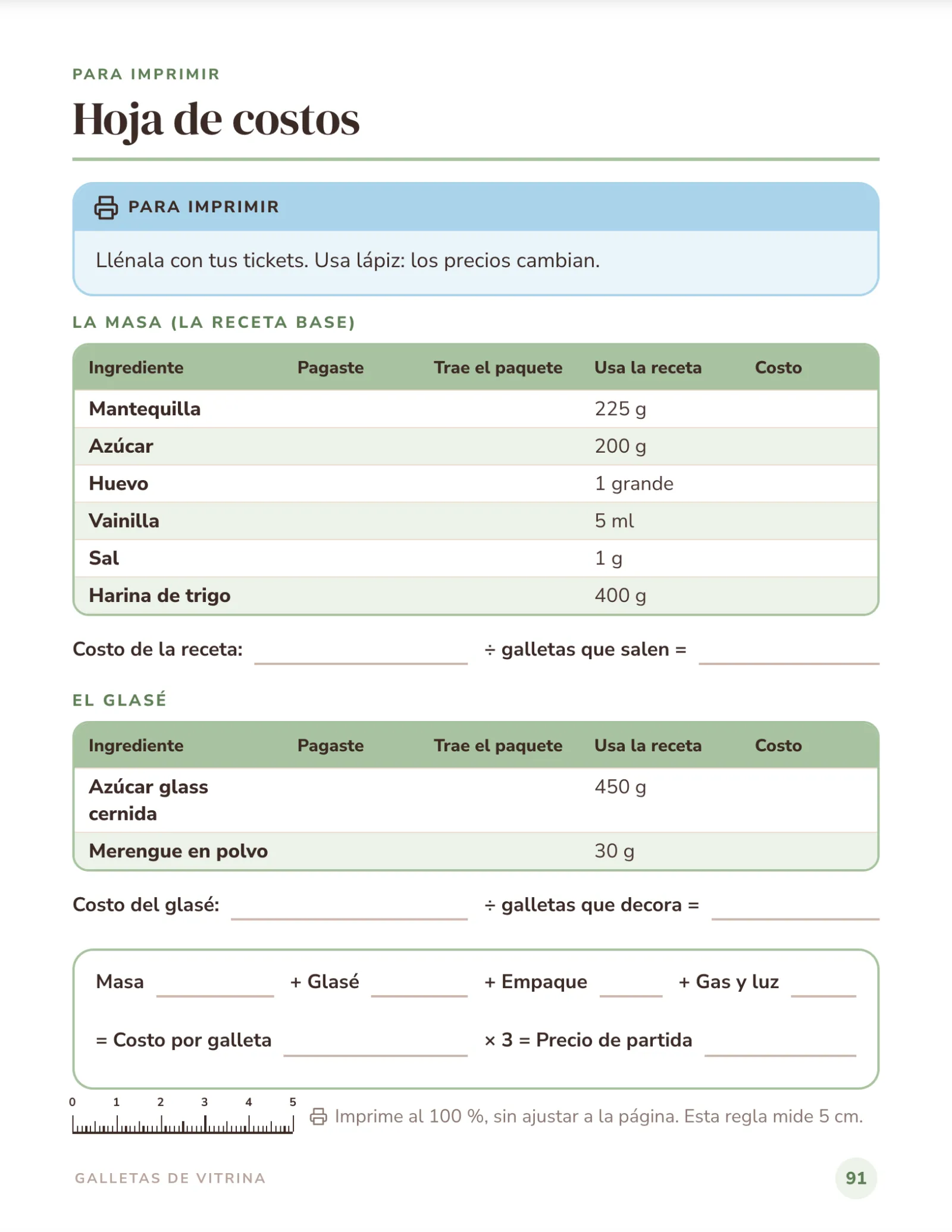 pág. 91 · la hoja de costos